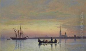 The Neva At Dusk, St. Petersburg by Lev Felixovich Lagorio