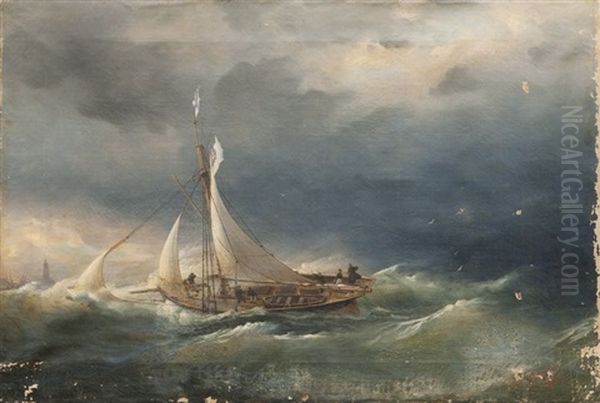 Voilier Rentrant Au Port Dans La Tempete - view 1