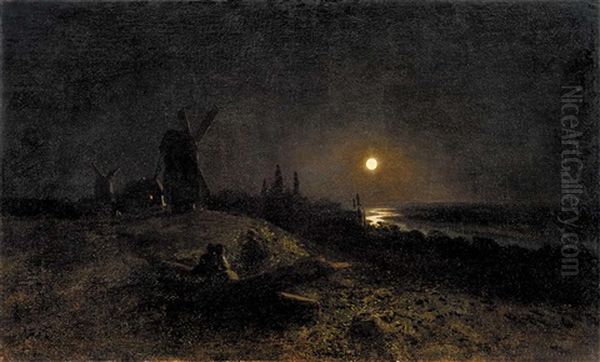 Seascape With A Mill By Moonlight - view 1