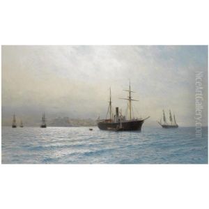 Ships On A Calm Sea by Lev Felixovich Lagorio
