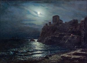 Merimaisema Kuunvalossa - Sjolandskap I Mansken by Lev Felixovich Lagorio