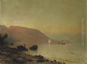 Fishermen On A Rocky Coastline by Lev Felixovich Lagorio