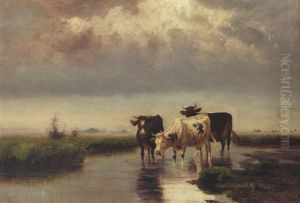 Cattle By A Stream by Lev Felixovich Lagorio