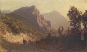 Travellers In A Landscape by Lev Felixovich Lagorio
