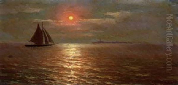 A Ship Returning To Port At Dusk - view 1