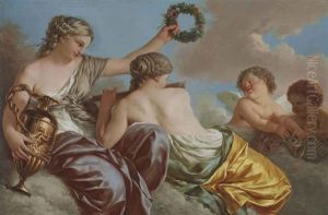Two Muses With Putti by Jean Jacques Lagrenee the Younger