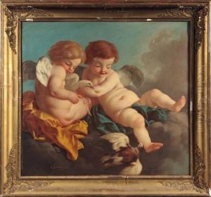 Deux Amours Aux Colombes Sur Des Nuees by Jean Jacques Lagrenee the Younger