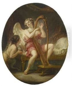Amour Jouant De La Harpe by Jean Jacques Lagrenee the Younger
