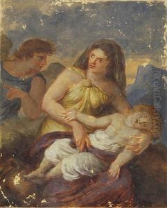 Angel With Mother And Child by Jean Jacques Lagrenee the Younger