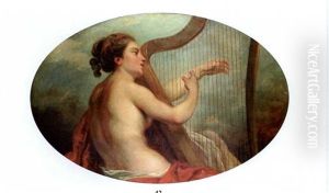 La Joueuse De Harpe by Jean Jacques Lagrenee the Younger