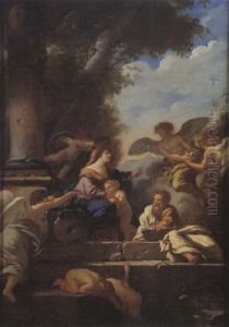 Repos De La Sainte Famille Pendant La Fuite En Egypte by Jean Jacques Lagrenee the Younger