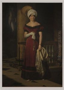 Portrait Presume De L'actrice Angelique Servandoni A L'opera Comique' Toile, Signee by Anthelme Francois Lagrenee