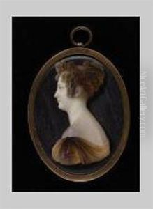 Portrait Of A Lady (empress Alexandra Feodorovna?) Wearing Dress Pinned With Beads, Her Hair Upswept In A Bun Dressed With Flowers by Anthelme Francois Lagrenee