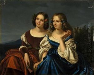 Zwei Junge Damen Vor Landschaft by Karl Begas