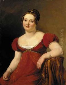 Portrait Of A Lady In An Empire Style Dress, Seated In A Chair