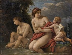 Deux Baigneuses Et Un Amour by Louis Jean Francois Lagrenee