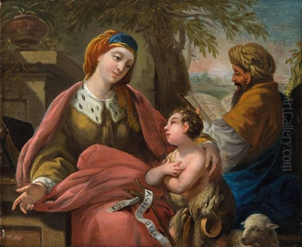 Umkreisdie Hl. Elisabeth Mit Dem Johannesknaben (ecce Agnus Dei) Und Dem Lesenden Hl. Zacharias In Landschaft - view 1