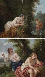 Echo And Narcissus (+ Daphnis And Chloe; Pair) by Louis Jean Francois Lagrenee