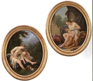 Diane Au Bain Se Fait Rapporter Un Arc Par Son Chien (+ Venus Noue Le Bandeau De L'amour; Pair) by Louis Jean Francois Lagrenee
