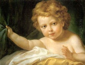 Jeune Garcon Soulevant Un Rideau