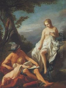 Mercury Teaching Cupid To Write In The Presence Of Venus by Louis Jean Francois Lagrenee