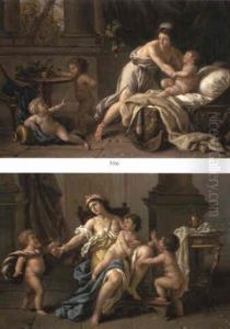 Mothers And Children In Classical Interiors by Louis Jean Francois Lagrenee