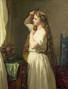 Junge Frau Bei Der Toilette by Oskar Begas