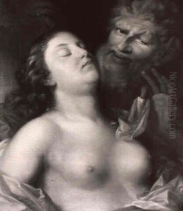 A Satyr With A Sleeping Nymph by Louis Jean Francois Lagrenee