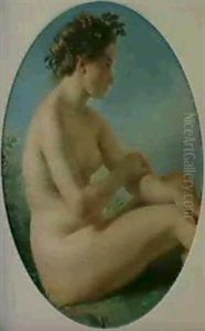 Nymphe Assise, La Tete Couronnee De Feuillage