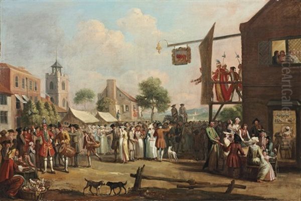 A Fair, With A Crowd Gathered In A Square By The Red Lion Inn - view 1