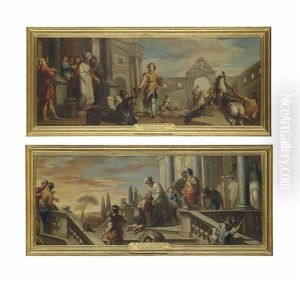 The Departure Of The Prodigal Son (+ The Return Of The Prodigal Son; Pair) by Louis Laguerre