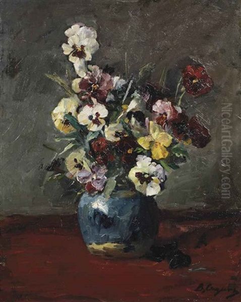 A Still Life With Violets In A Blue Vase - view 1