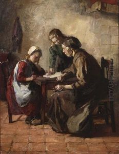 Helping With Needlework by Baruch Lopes de Leao Laguna