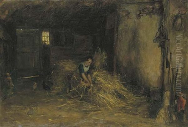 Gathering Hay In The Barn - view 1