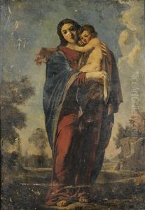 Vierge A L'enfant Sur Fond De Paysage by Laurent de (LaHyre) LaHire