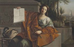 Allegory Of Geometry by Laurent de (LaHyre) LaHire