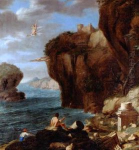 Der Sturz Des Ikarus - La Chute D'icare Dans Un Paysage Au Bord De La Mer by Laurent de (LaHyre) LaHire