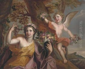 Abundance With A Putto In A Landscape
