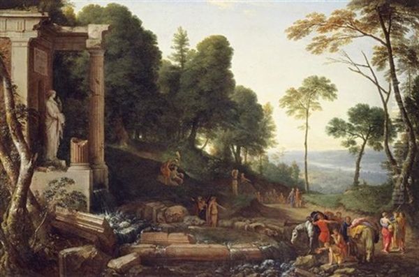 Landscape With Shepherds Watering Their Flocks - view 1