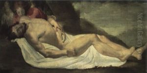Le Christ Mort Et L'ange by Laurent de (LaHyre) LaHire