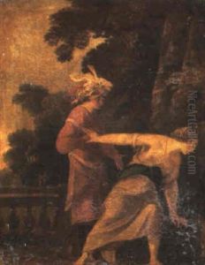 Araspe Being Repelled By Panthee After Avowing His Love To Her by Laurent de (LaHyre) LaHire