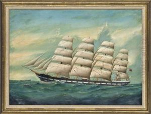 The Four-masted Barque Romsdal Powering Through The Waves by Lai Fong