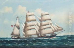 The Full-rigger Falstaff Amidst Other Shipping Offshore by Lai Fong