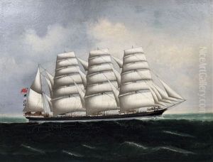 Ship Portrait - Three Masted Barque Trade Winds In Full Sail by Lai Fong