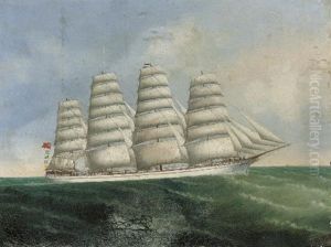 A British Four-masted Barque Under Full Sail by Lai Fong