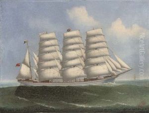 The Four-masted Barque "beechbank" Under Full Sail by Lai Fong