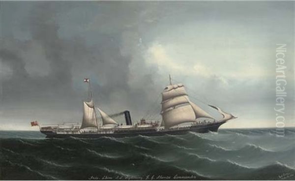 The Indo-china Steamship Lightning Under Sail And Steam - view 1