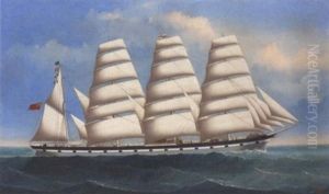 The Four-masted Barque "milton Stuart" Under Full Sail by Lai Fong