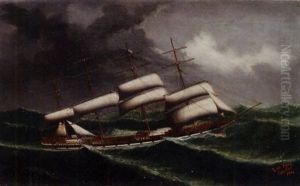 The Four Masted Sailing Ship "county Of Peebles" In Rough Seas by  Lai Fong