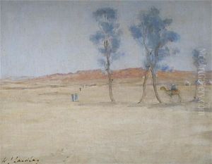 Desert Scene With Arabs And Camels By An Encampment